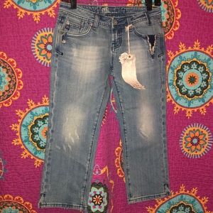 Miss Me Light Blue Distressed Cropped Jeans